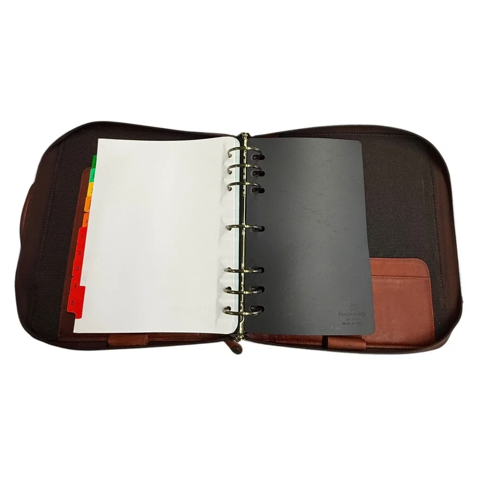 Franklin Covey Leather Zip Around Business Portfolio Planner Organizer‎ Brown
